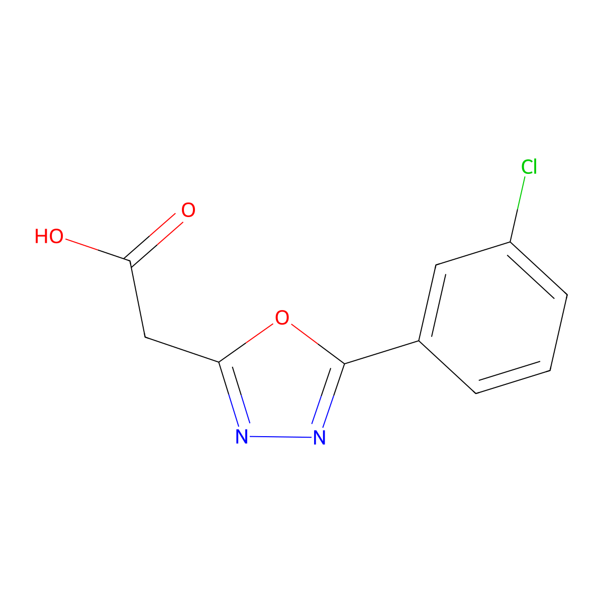 2-[5-(3-Chlorophenyl)-1,3,4-oxadiazol-2-yl]acetic acid molecular structure, CAS 1018578-91-0