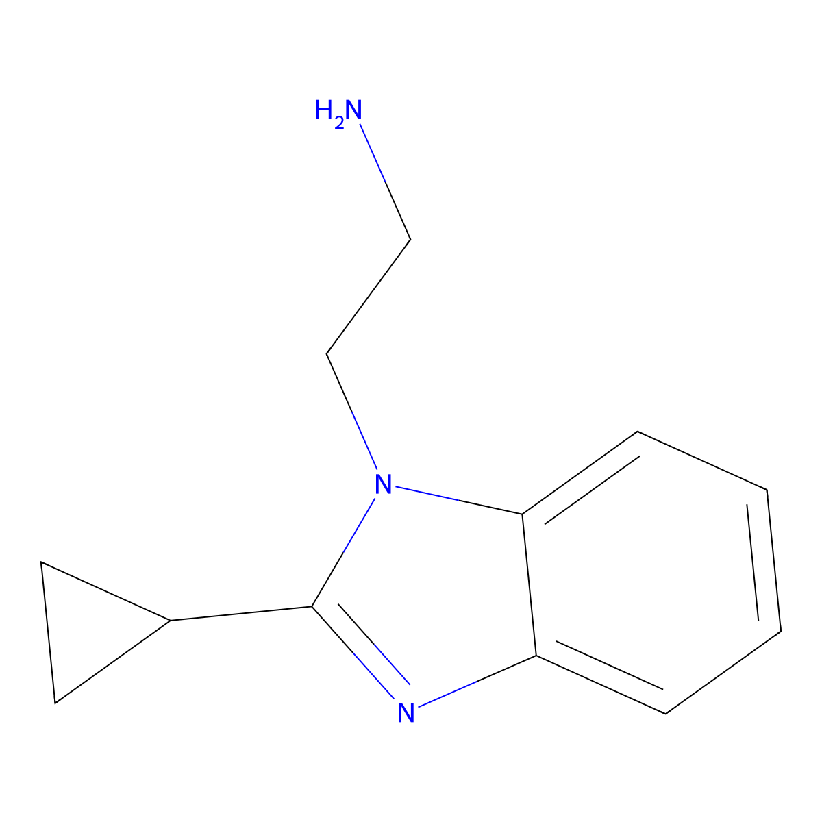 2-(2-cyclopropyl-1H-1,3-benzodiazol-1-yl)ethan-1-amine molecular structure, CAS 1018580-25-0