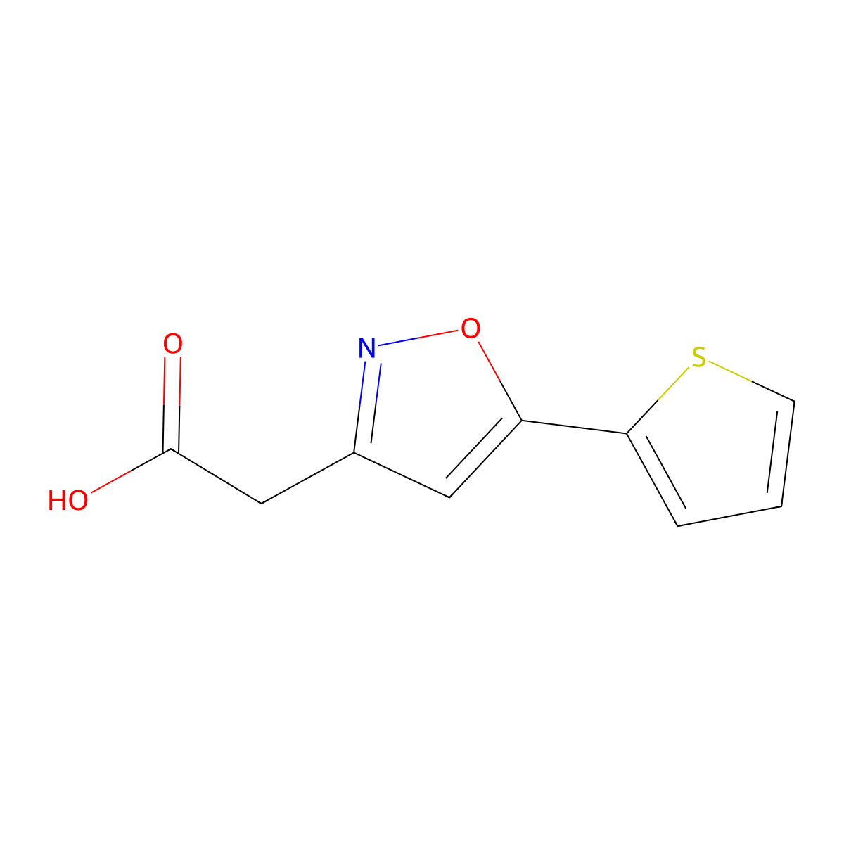 [5-(2-Thienyl)isoxazol-3-yl]acetic acid molecular structure, CAS 1018584-21-8