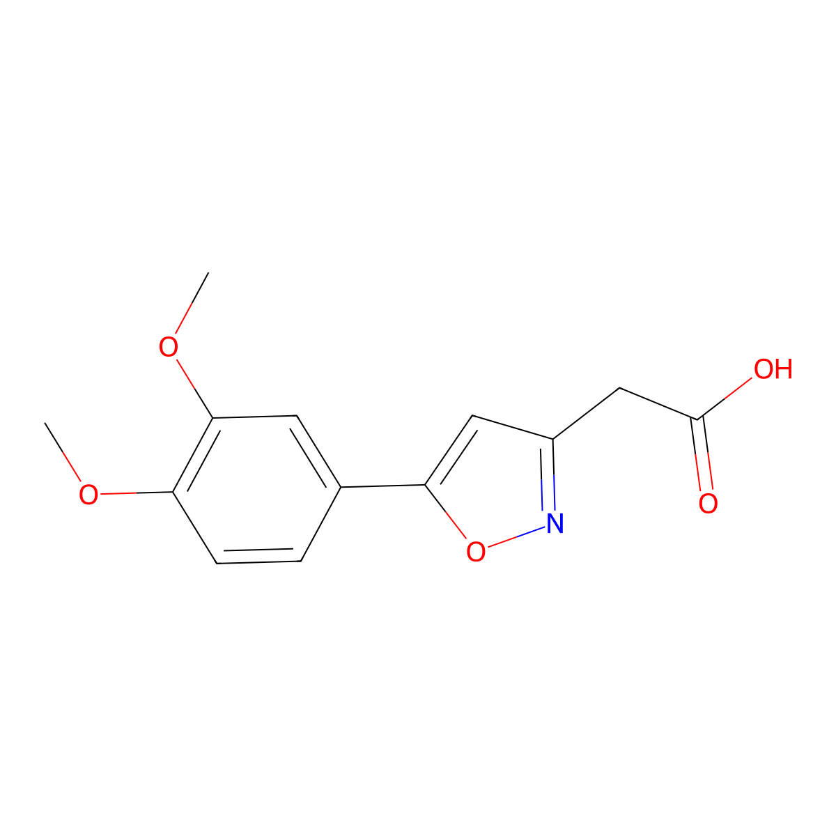 2-(5-(3,4-Dimethoxyphenyl)isoxazol-3-yl)acetic acid molecular structure, CAS 1018584-49-0