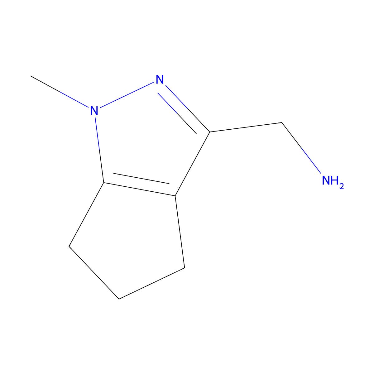 (1-methyl-1H,4H,5H,6H-cyclopenta(c)pyrazol-3-yl)methanamine molecular structure, CAS 1018584-69-4