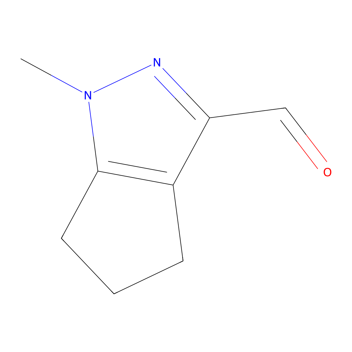 1-methyl-1H,4H,5H,6H-cyclopenta(c)pyrazole-3-carbaldehyde molecular structure, CAS 1018584-73-0