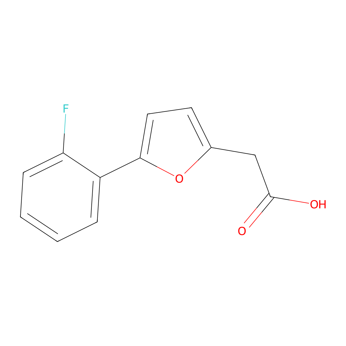 2-[5-(2-Fluorophenyl)furan-2-yl]acetic acid molecular structure, CAS 1018586-46-3