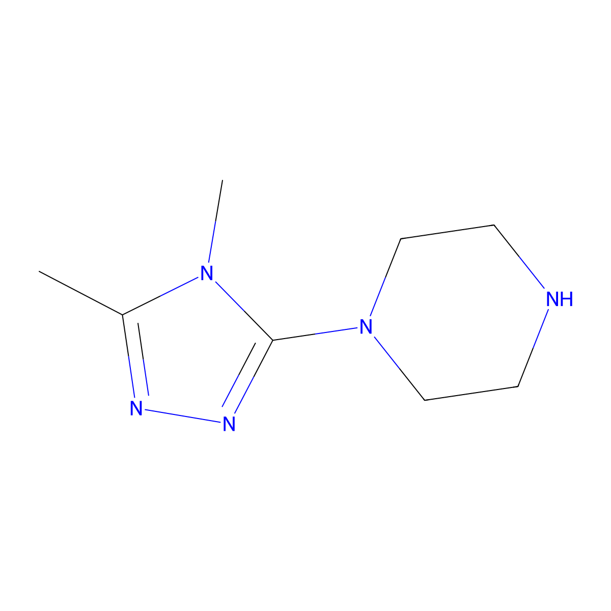 1-(dimethyl-4H-1,2,4-triazol-3-yl)piperazine molecular structure, CAS 1018590-65-2