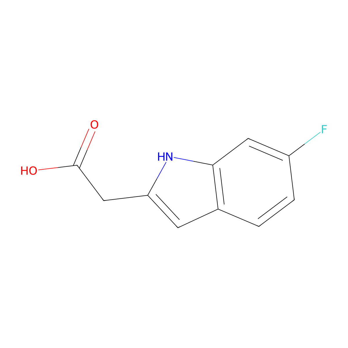2-(6-fluoro-1H-indol-2-yl)acetic acid molecular structure, CAS 1018591-30-4