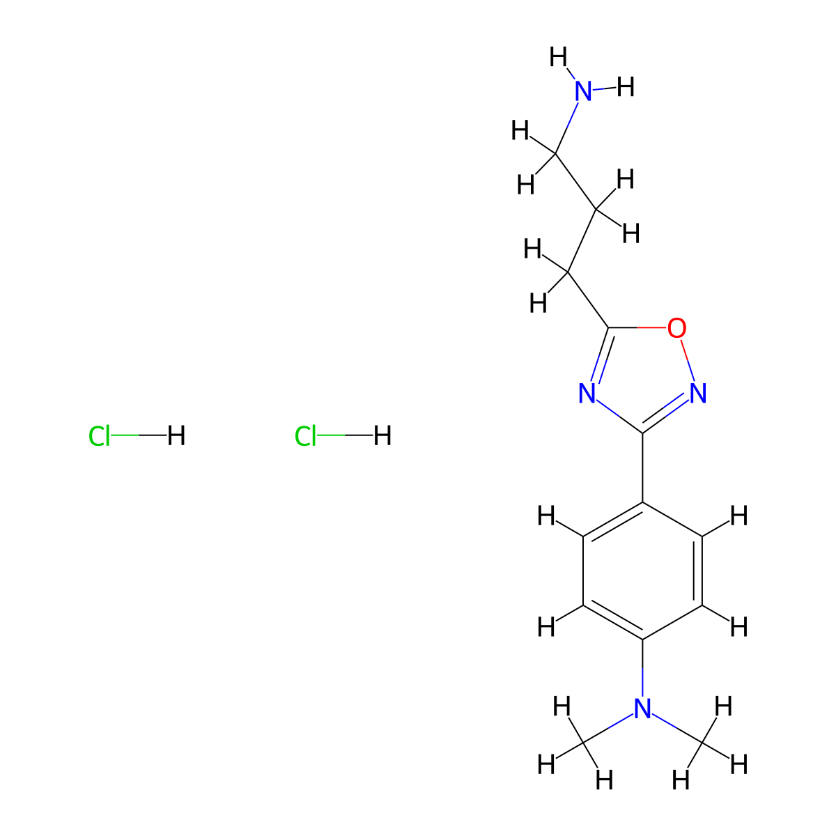 4-(5-(3-aminopropyl)-1,2,4-oxadiazol-3-yl)-N,N-dimethylaniline dihydrochloride molecular structure, CAS 1018593-13-9