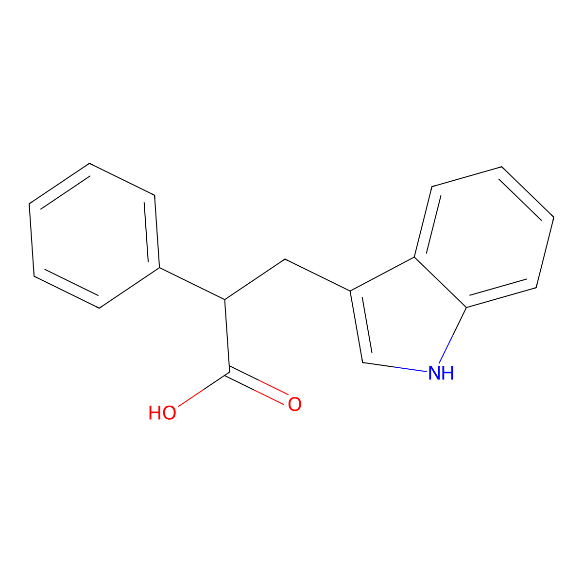 3-(1H-indol-3-yl)-2-phenylpropanoic acid molecular structure, CAS 1018594-63-2