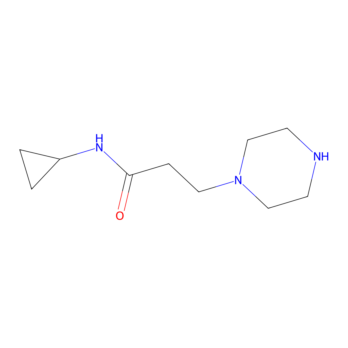 N-Cyclopropyl-3-(piperazin-1-yl)propanamide molecular structure, CAS 1018599-06-8