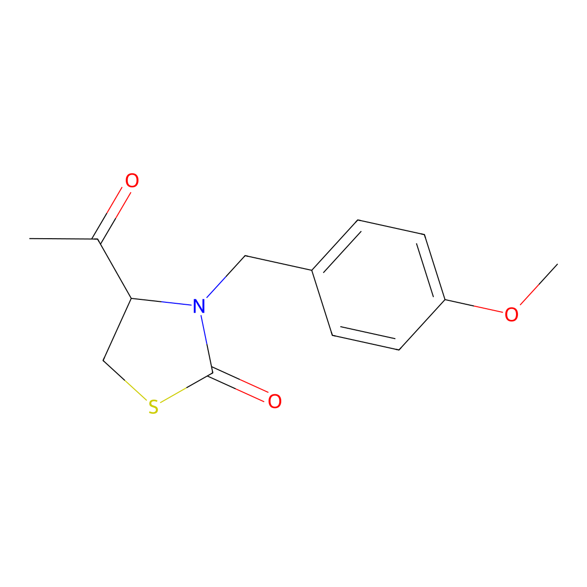 (R)-3-(4-Methoxybenzyl)-4-acetylthiazolidin-2-one molecular structure, CAS 101860-51-9