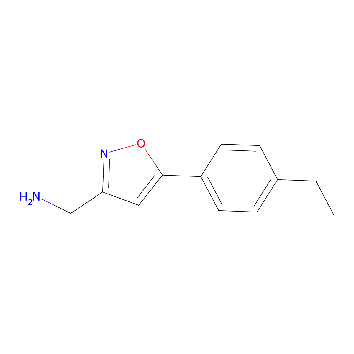 (5-(4-Ethylphenyl)isoxazol-3-yl)methanamine molecular structure, CAS 1018604-80-2