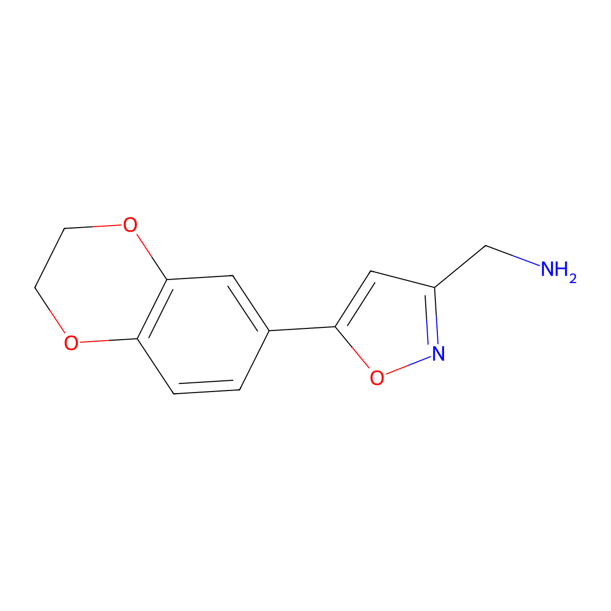 (5-(2,3-Dihydro-1,4-benzodioxin-6-yl)-1,2-oxazol-3-yl)methanamine molecular structure, CAS 1018605-08-7