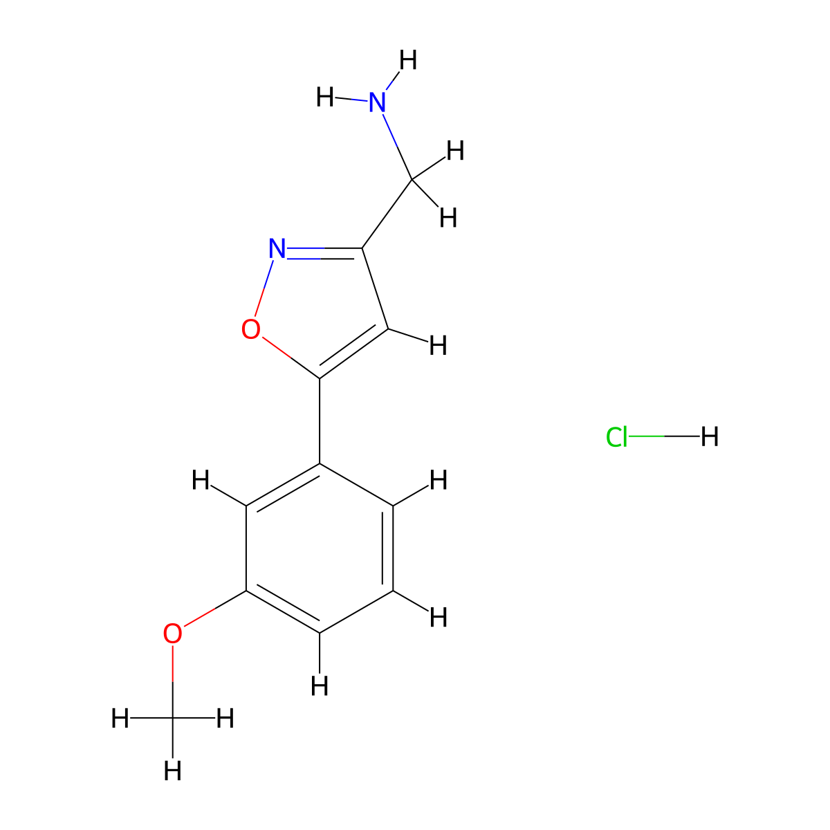 1-[5-(3-Methoxyphenyl)-3-isoxazolyl]methanamine hydrochloride molecular structure, CAS 1018605-16-7