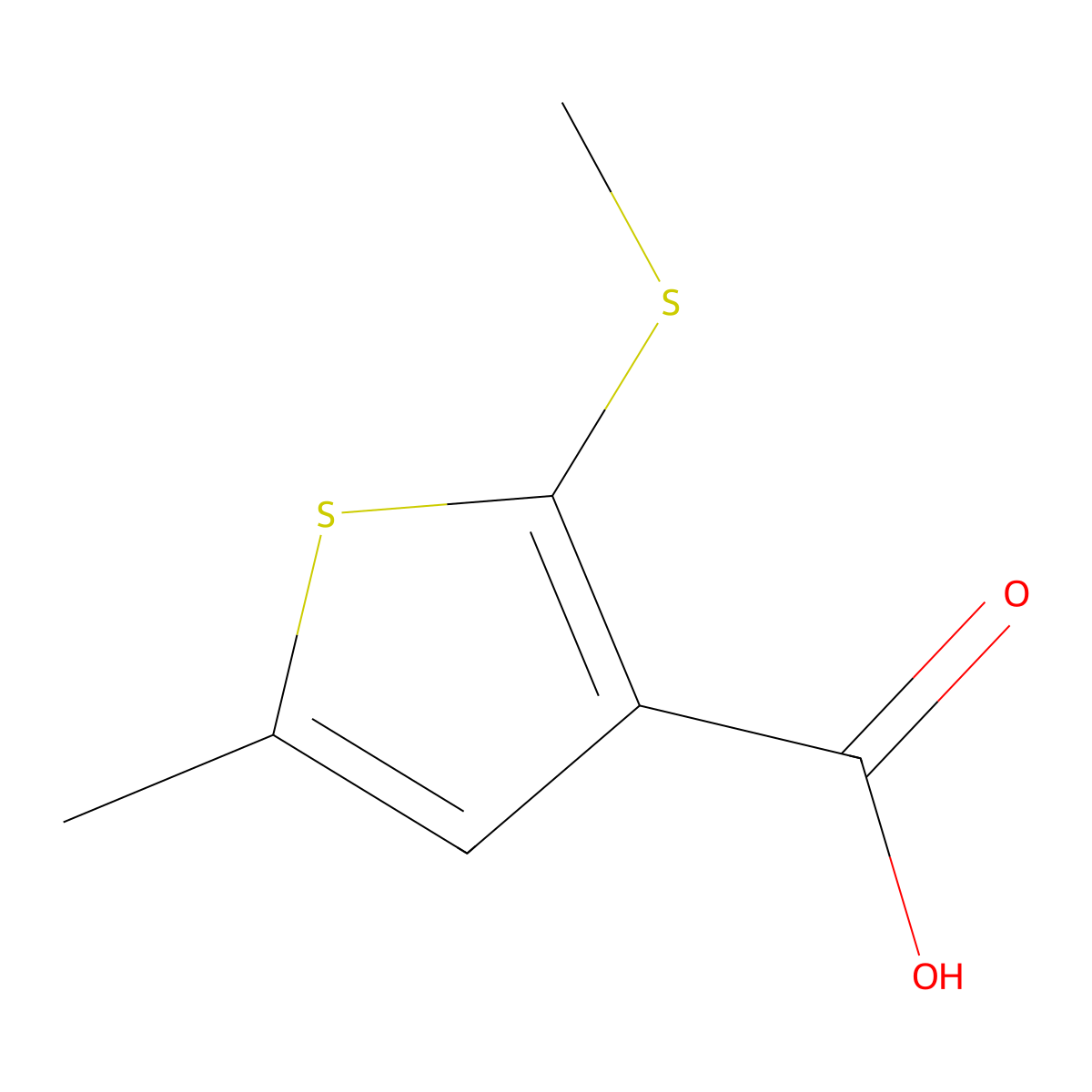 5-Methyl-2-(methylthio)-3-thiophenecarboxylic acid molecular structure, CAS 101861-41-0