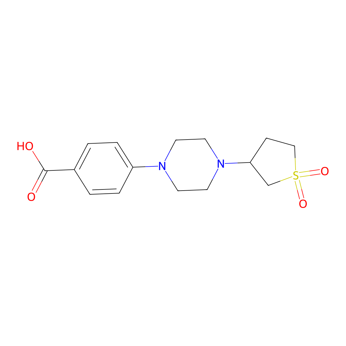 4-[4-(1,1-Dioxo-1$l^{6}-thiolan-3-yl)piperazin-1-yl]benzoic acid molecular structure, CAS 1018611-77-2