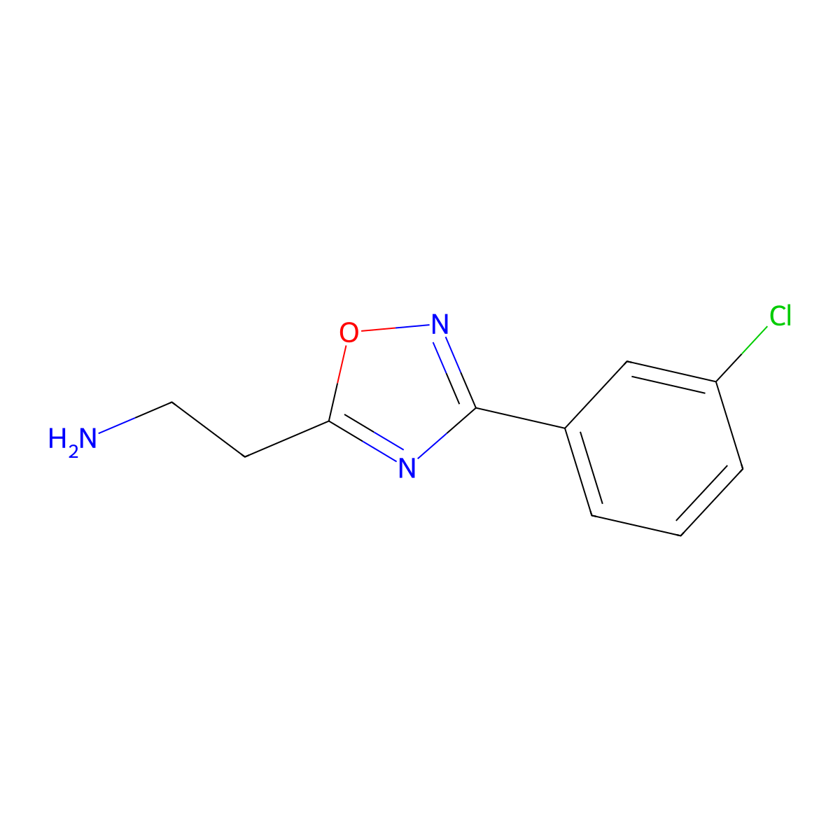 2-(3-(3-Chlorophenyl)-1,2,4-oxadiazol-5-yl)ethanamine molecular structure, CAS 1018613-23-4