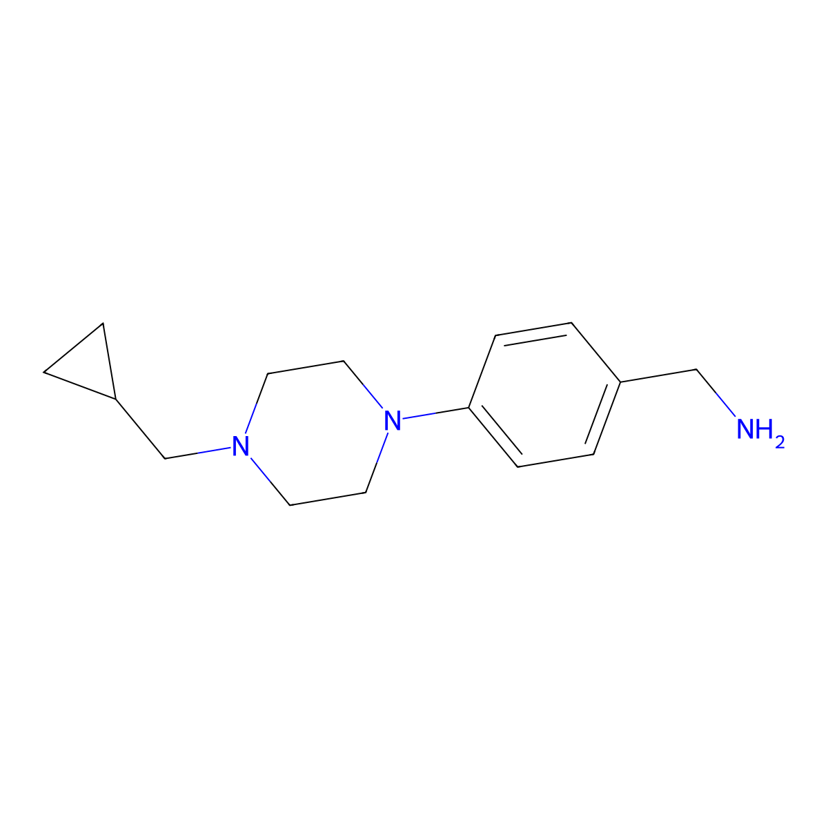 {4-[4-(Cyclopropylmethyl)piperazin-1-yl]phenyl}methanamine molecular structure, CAS 1018613-28-9