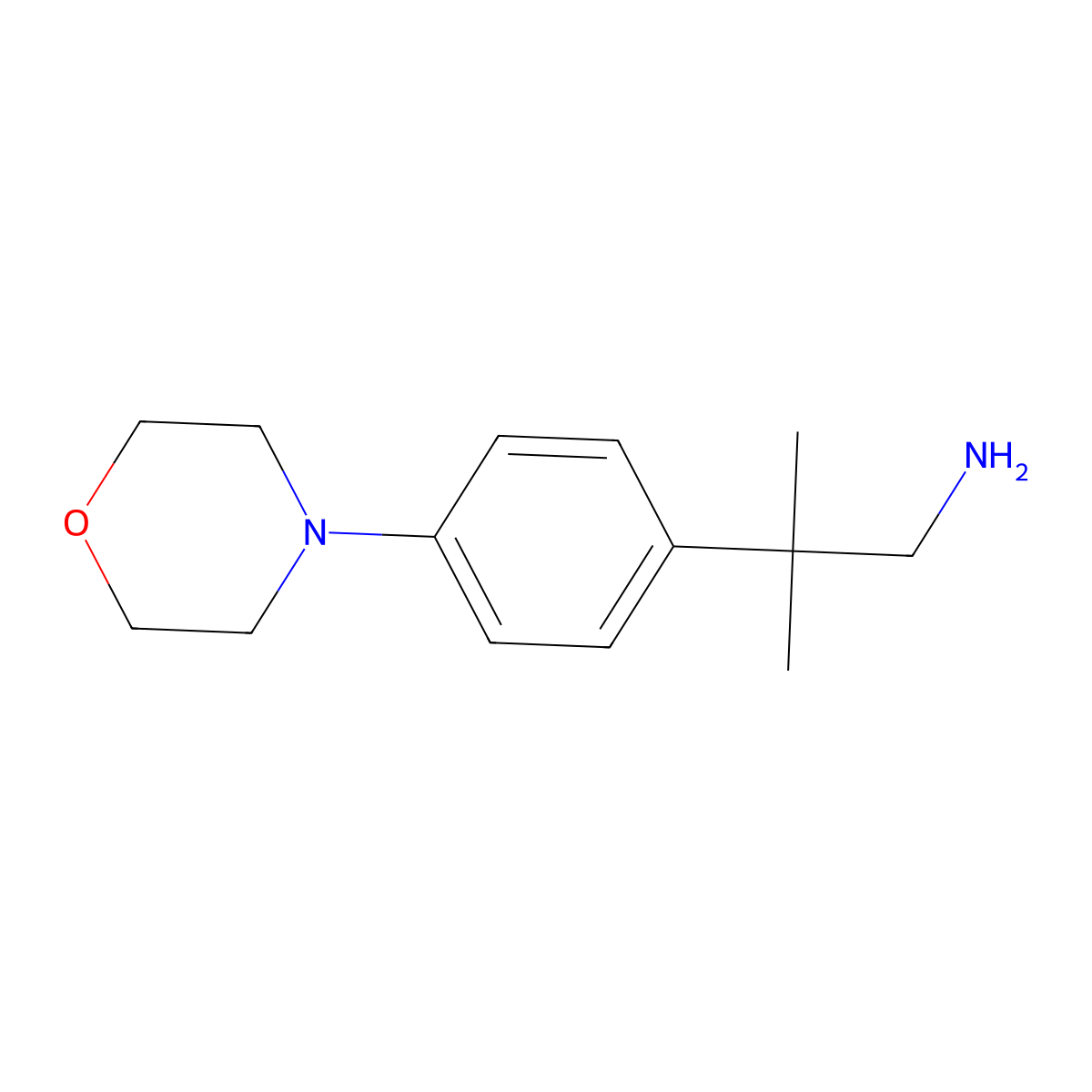 2-Methyl-2-[4-(morpholin-4-yl)phenyl]propan-1-amine molecular structure, CAS 1018614-82-8