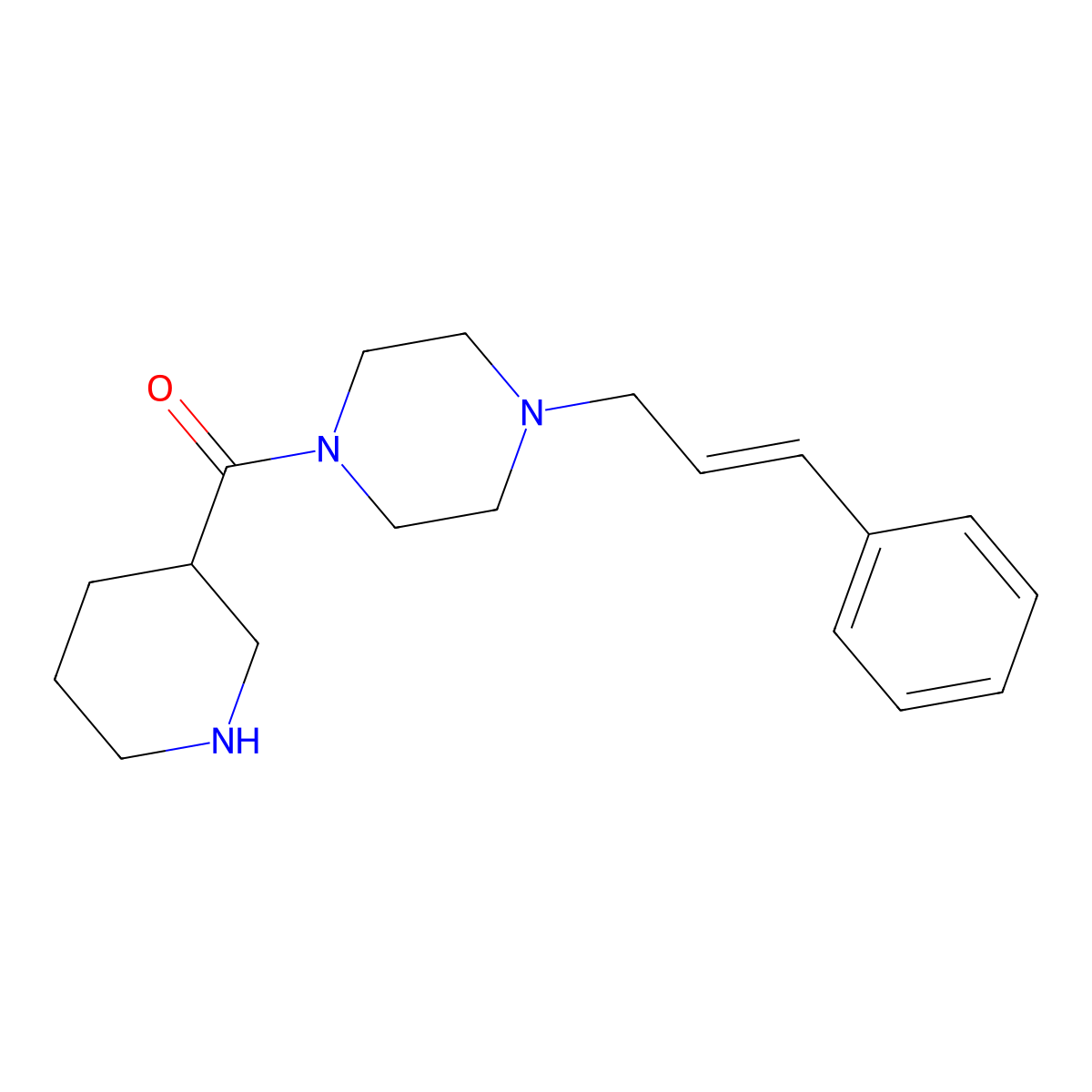 [4-(3-Phenyl-2-propen-1-yl)-1-piperazinyl]-3-piperidinylmethanone molecular structure, CAS 1018616-75-5