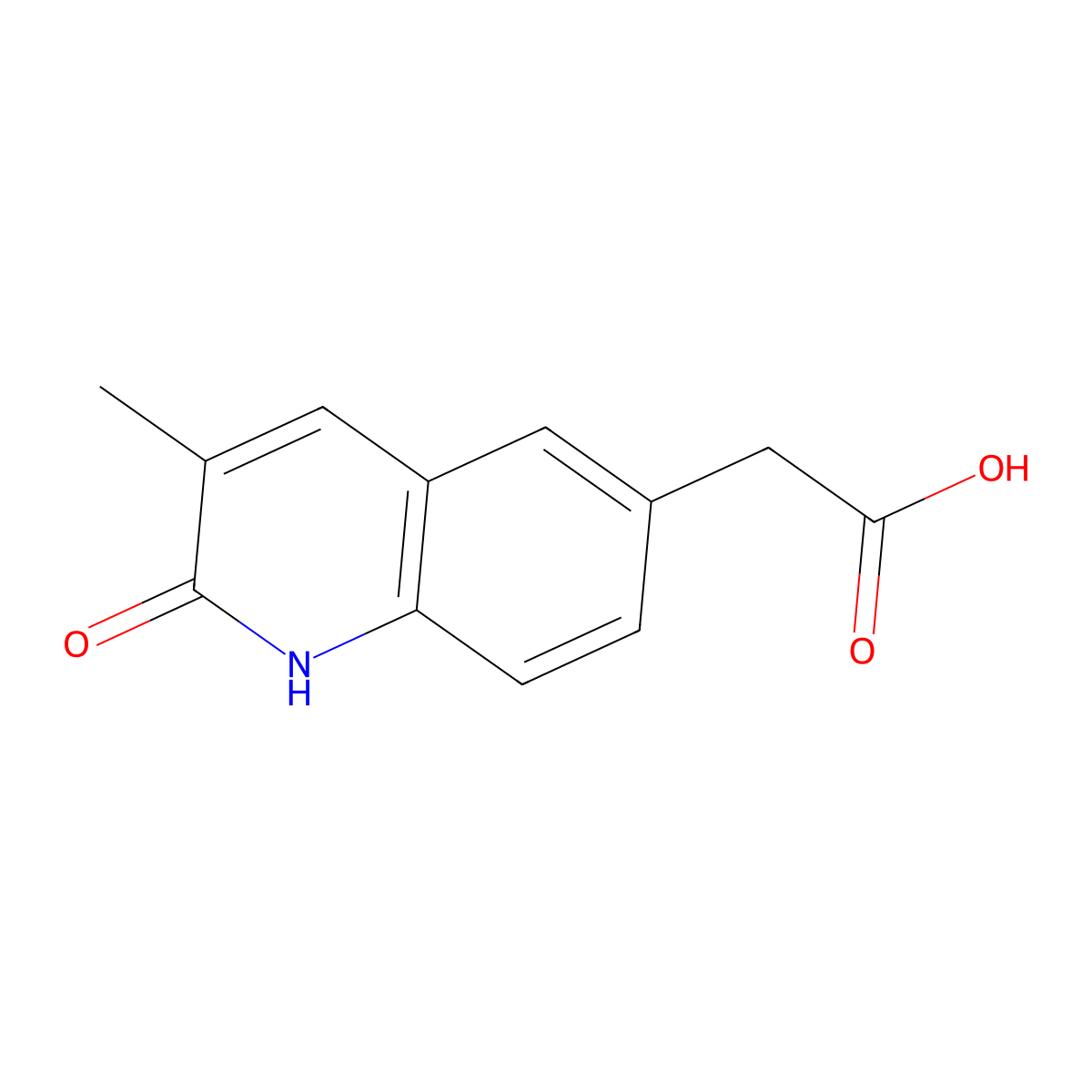2-(3-Methyl-2-oxo-1,2-dihydroquinolin-6-yl)acetic acid molecular structure, CAS 1018617-03-2