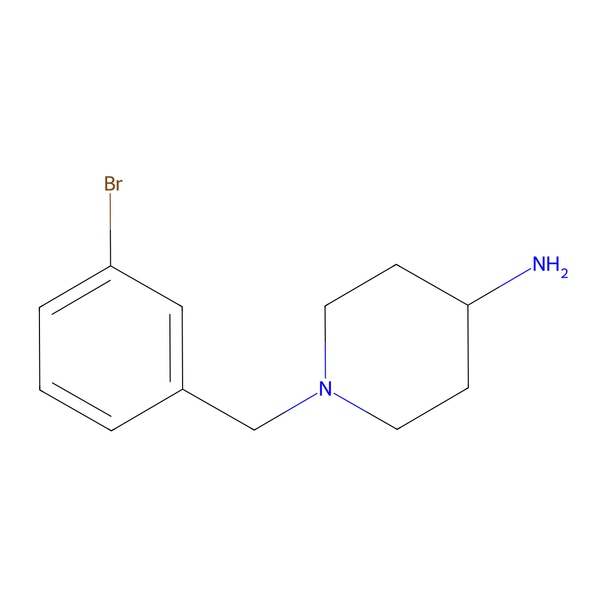 1-[(3-Bromophenyl)methyl]piperidin-4-amine molecular structure, CAS 1018617-44-1