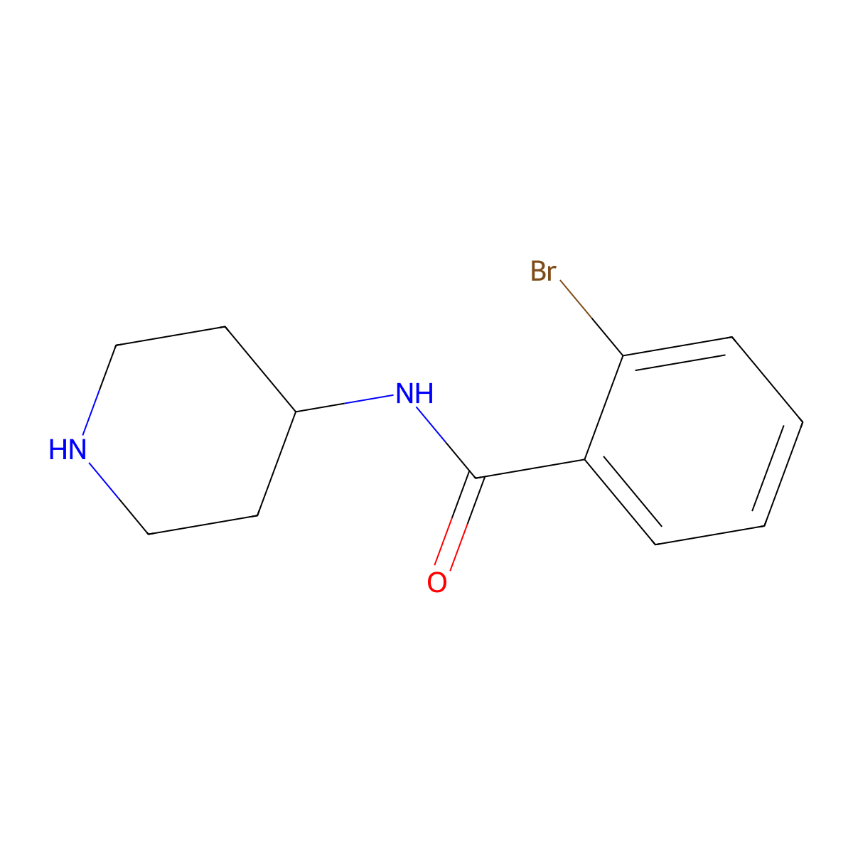 2-Bromo-n-(piperidin-4-yl)benzamide molecular structure, CAS 1018619-24-3