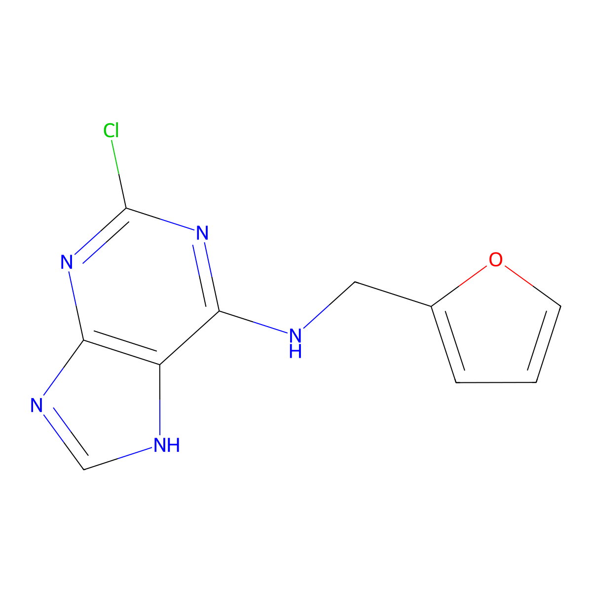 2-chloro-N-((furan-2-yl)methyl)-7H-purin-6-amine molecular structure, CAS 101862-47-9