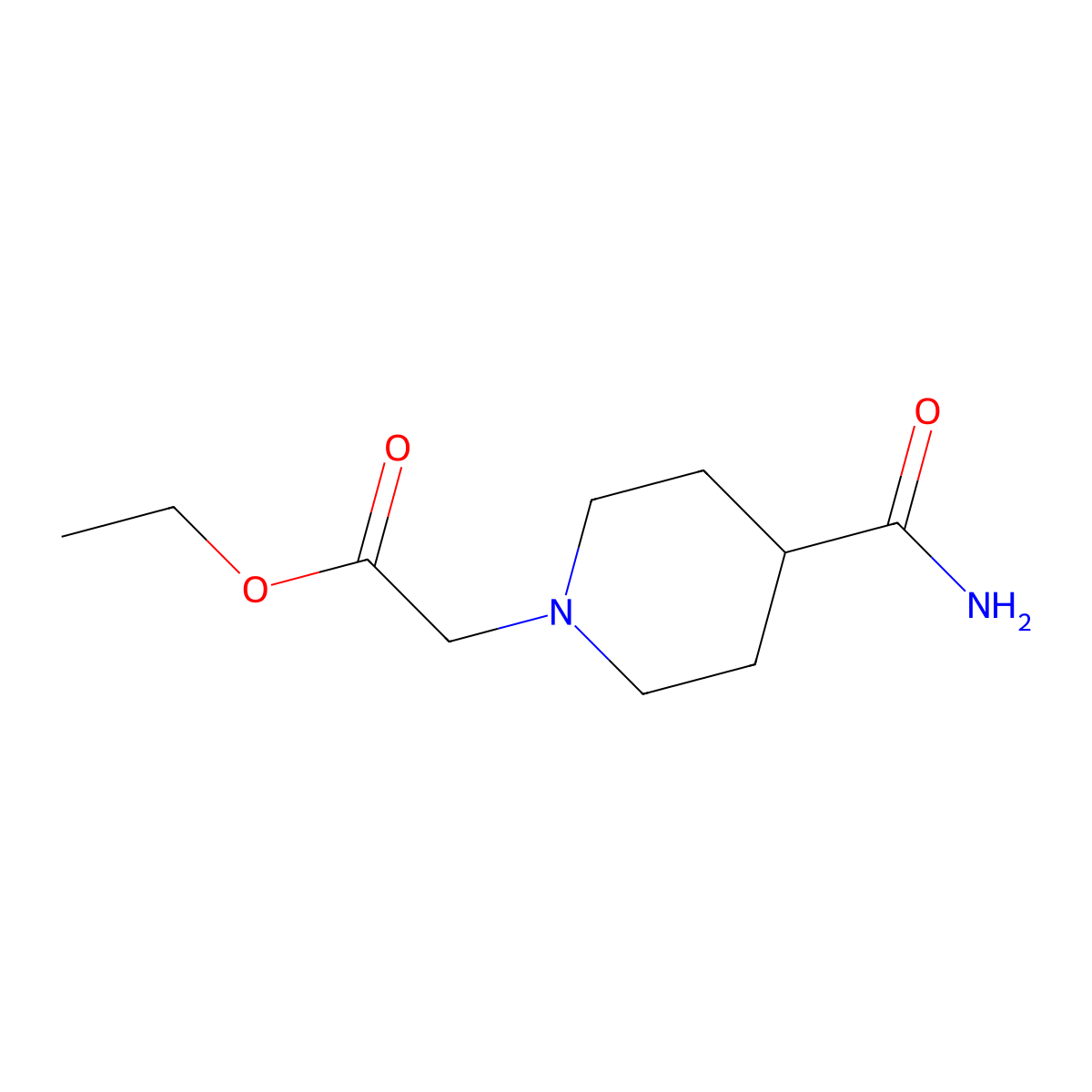Ethyl 2-(4-carbamoylpiperidin-1-yl)acetate molecular structure, CAS 1018621-58-3