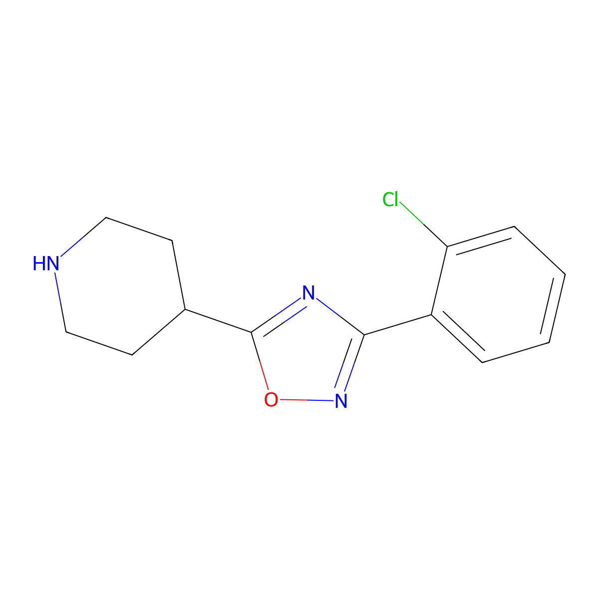 3-(2-Chlorophenyl)-5-(piperidin-4-yl)-1,2,4-oxadiazole molecular structure, CAS 1018626-70-4