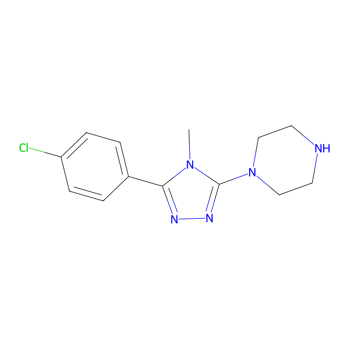 1-[5-(4-chlorophenyl)-4-methyl-4H-1,2,4-triazol-3-yl]piperazine molecular structure, CAS 1018627-11-6
