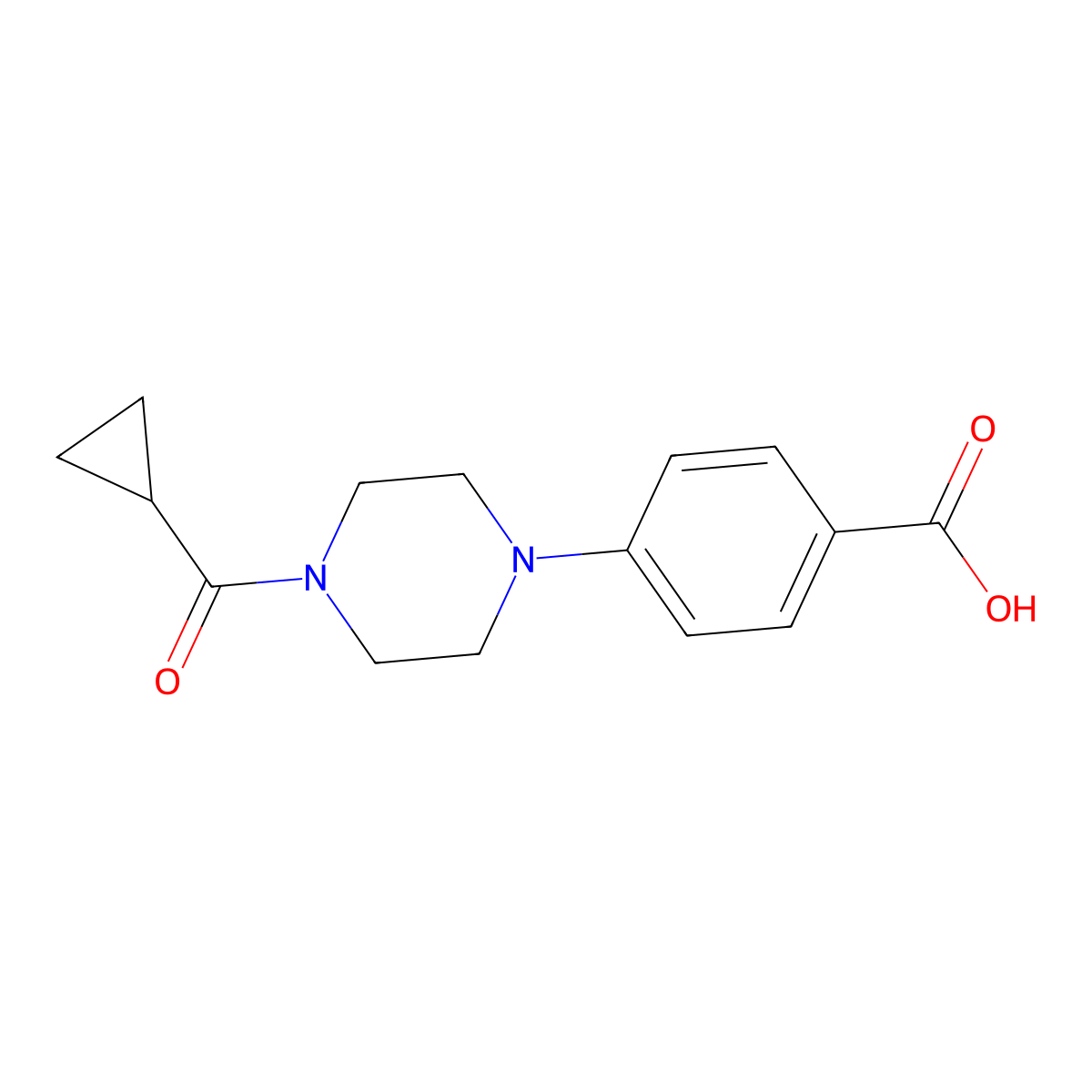 4-(4-Cyclopropanecarbonylpiperazin-1-yl)benzoic acid molecular structure, CAS 1018631-34-9