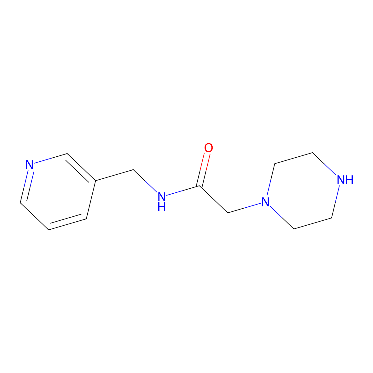 2-(piperazin-1-yl)-N-(pyridin-3-ylmethyl)acetamide molecular structure, CAS 1018632-91-1