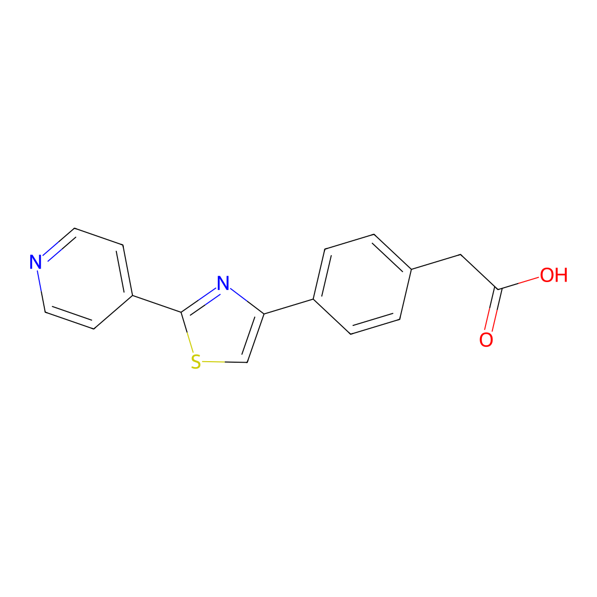 2-{4-[2-(Pyridin-4-yl)-1,3-thiazol-4-yl]phenyl}acetic acid molecular structure, CAS 1018637-78-9