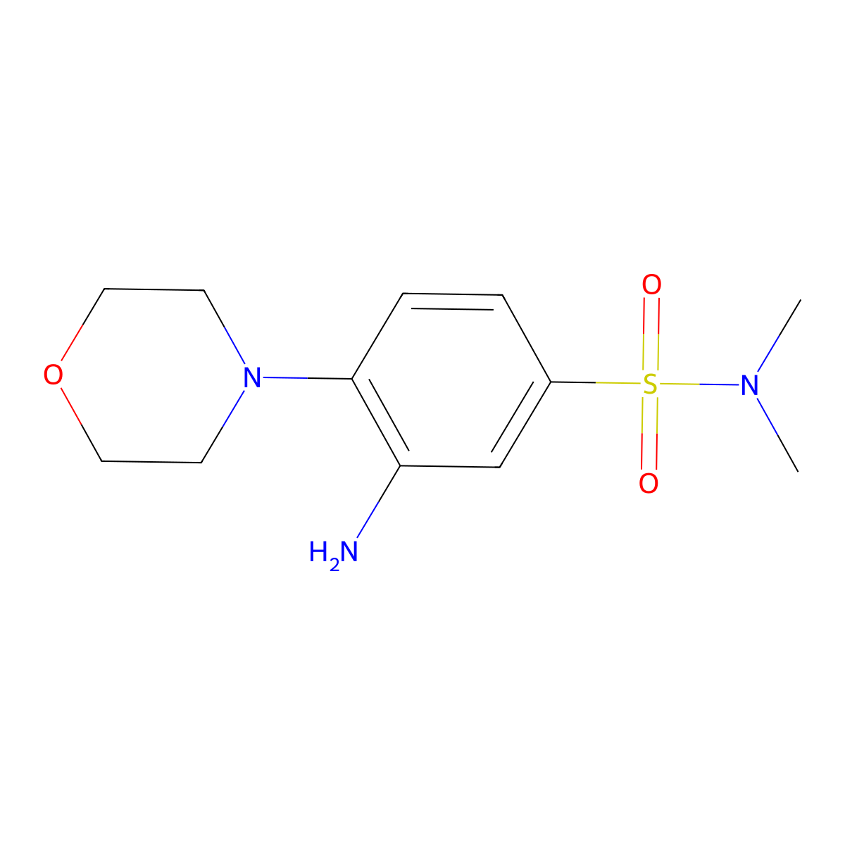 3-amino-N,N-dimethyl-4-(morpholin-4-yl)benzene-1-sulfonamide molecular structure, CAS 1018638-08-8