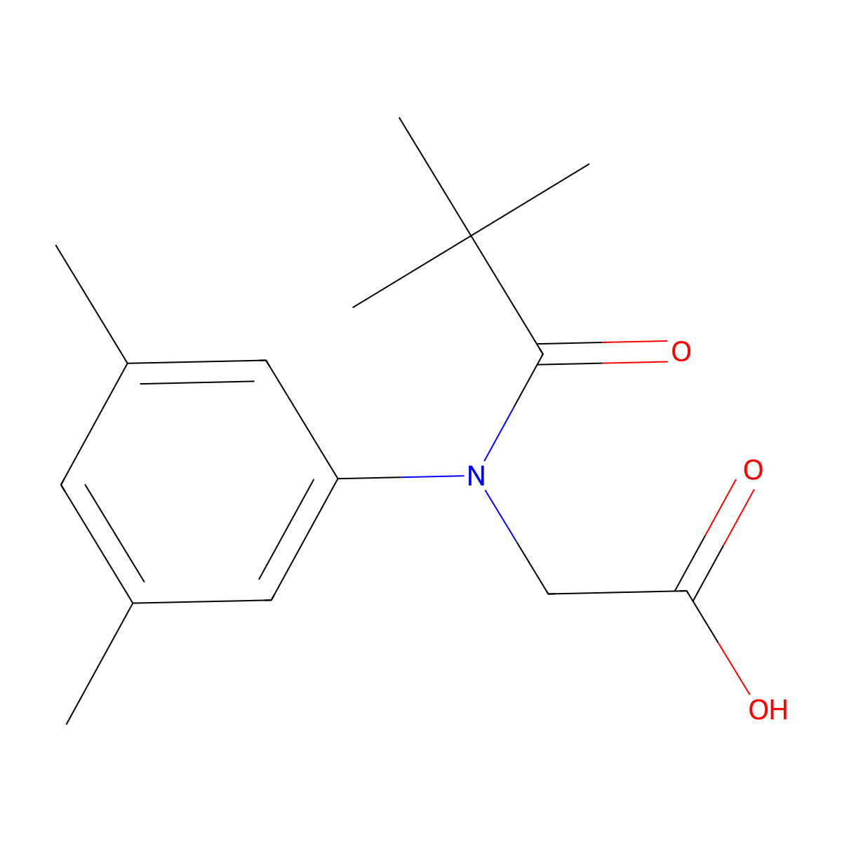 2-[N-(3,5-dimethylphenyl)-2,2-dimethylpropanamido]acetic acid molecular structure, CAS 1018640-31-7