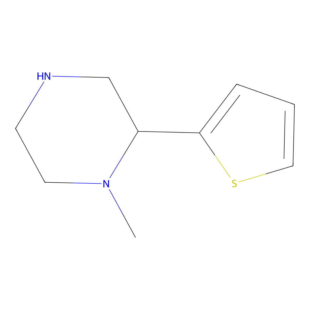 1-Methyl-2-(thiophen-2-yl)piperazine molecular structure, CAS 1018645-67-4