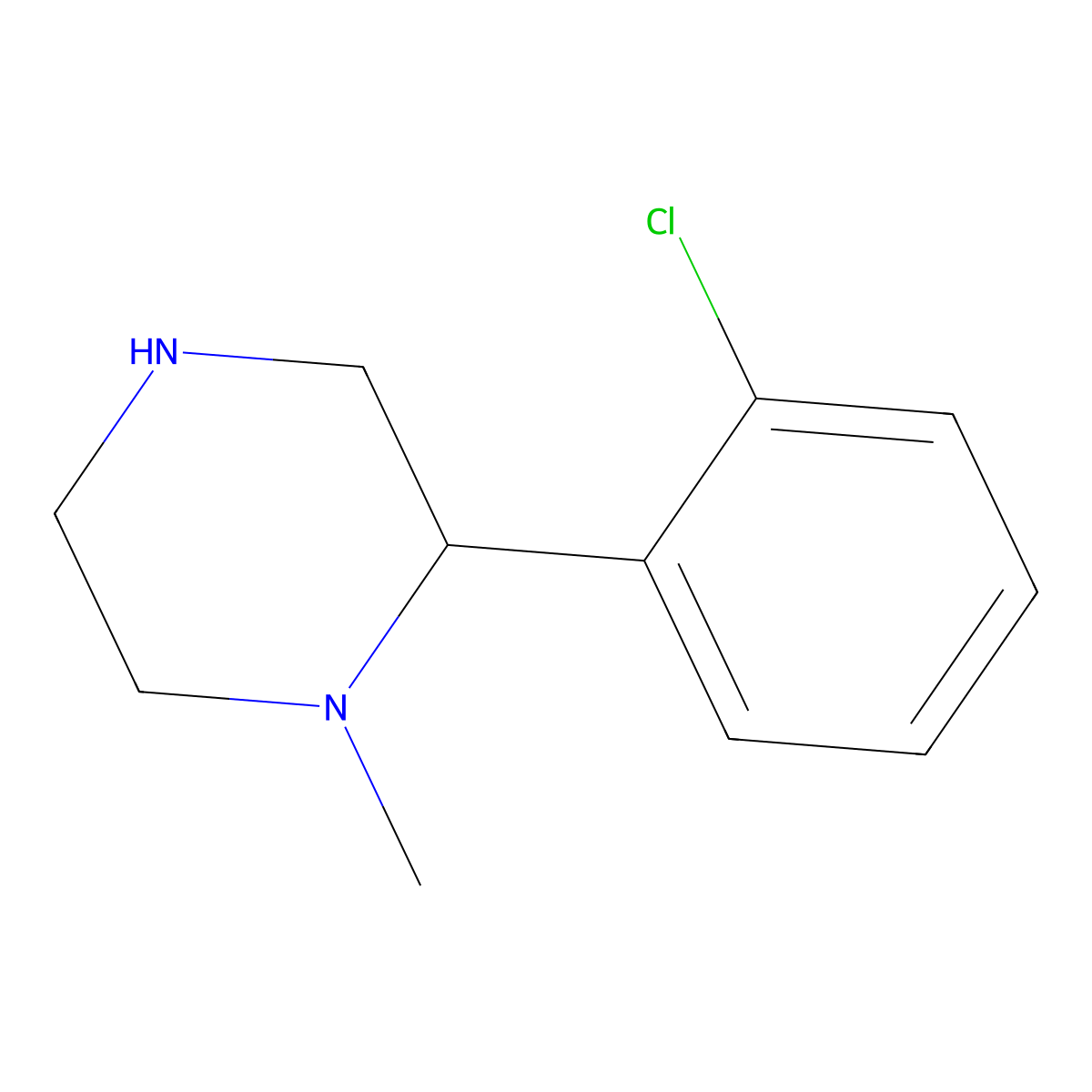 2-(2-Chlorophenyl)-1-methylpiperazine molecular structure, CAS 1018645-91-4