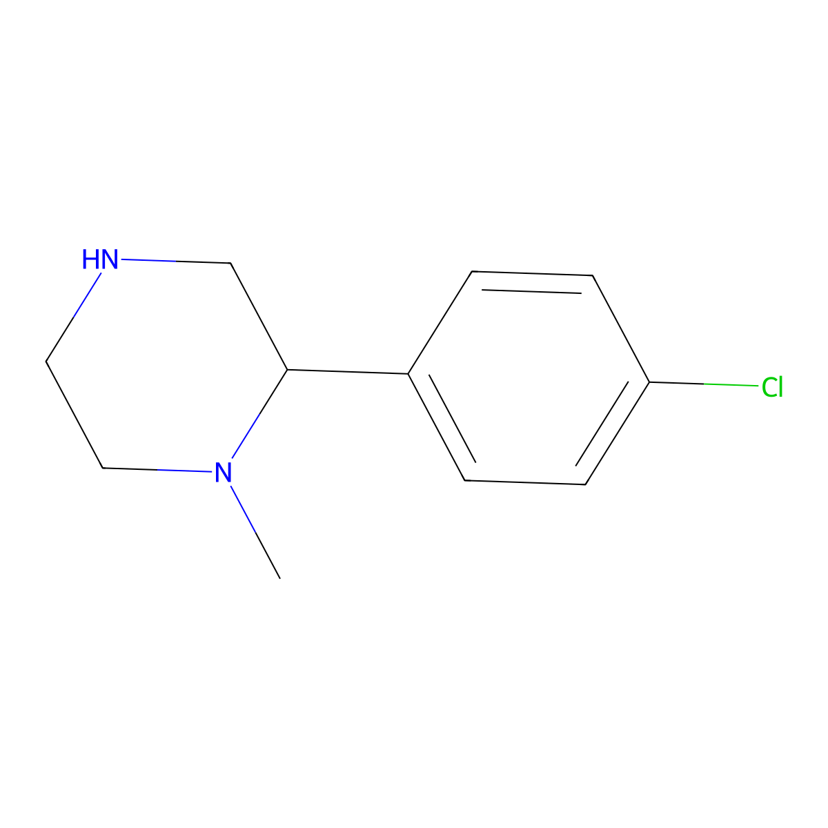 2-(4-Chlorophenyl)-1-methylpiperazine molecular structure, CAS 1018645-95-8