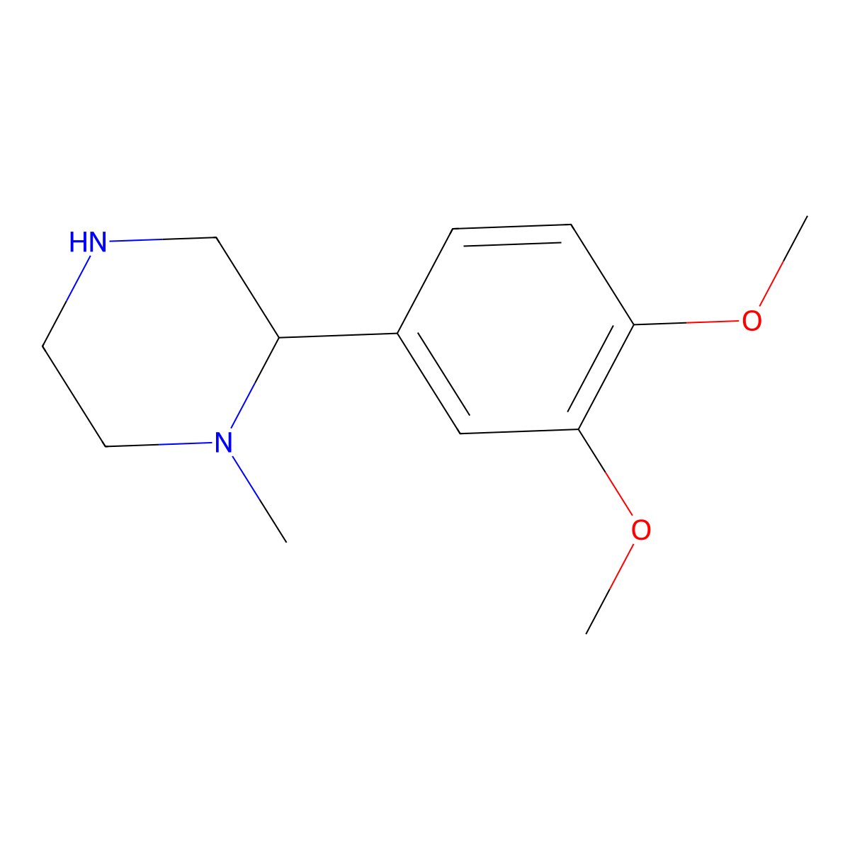 2-(3,4-Dimethoxyphenyl)-1-methylpiperazine molecular structure, CAS 1018646-11-1