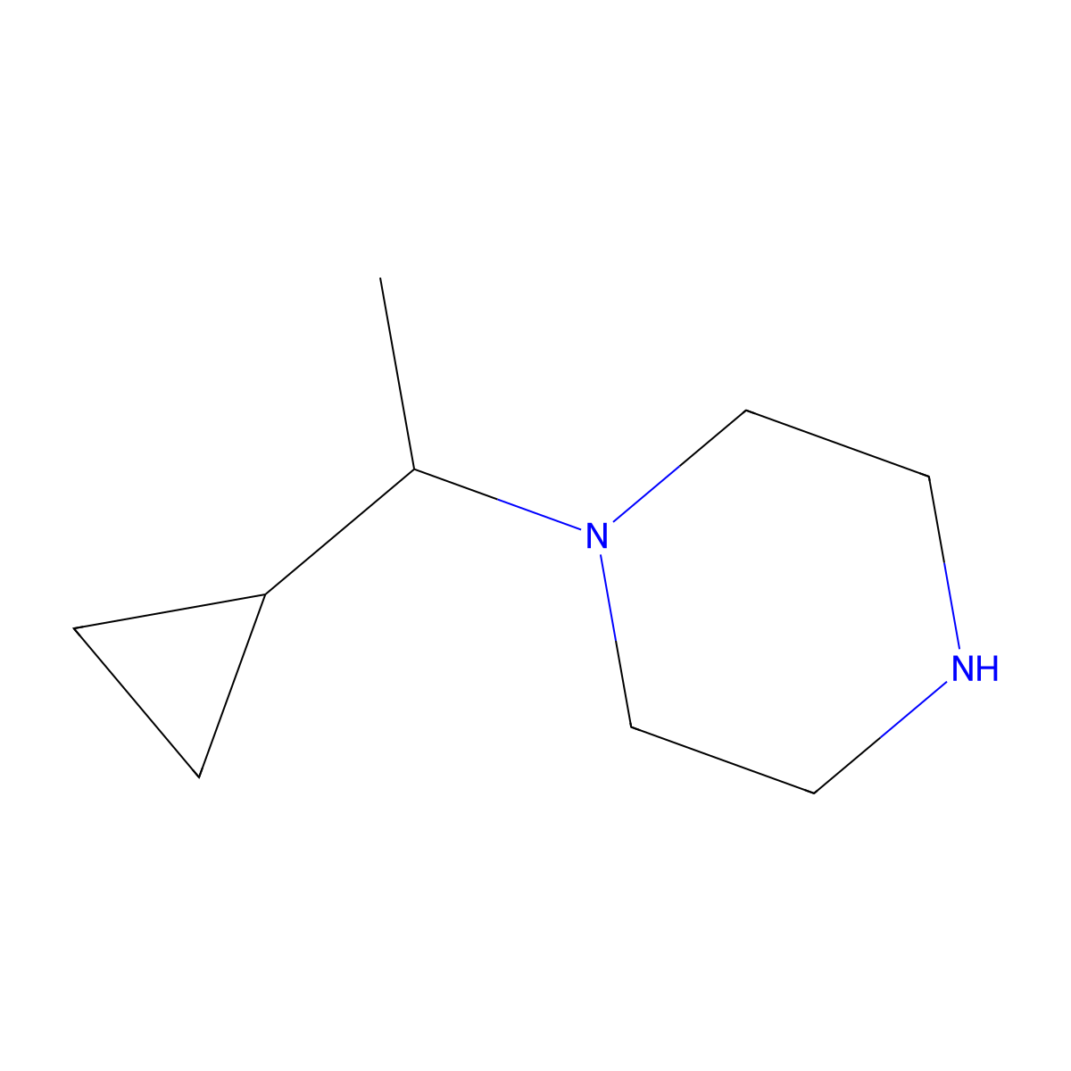 1-(1-Cyclopropylethyl)piperazine molecular structure, CAS 1018646-28-0