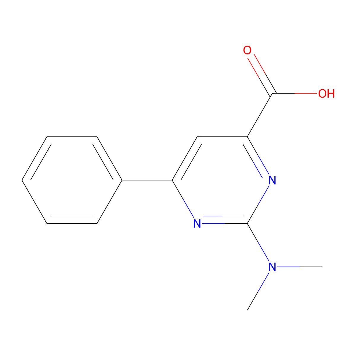 2-(Dimethylamino)-6-phenylpyrimidine-4-carboxylic acid molecular structure, CAS 1018647-75-0