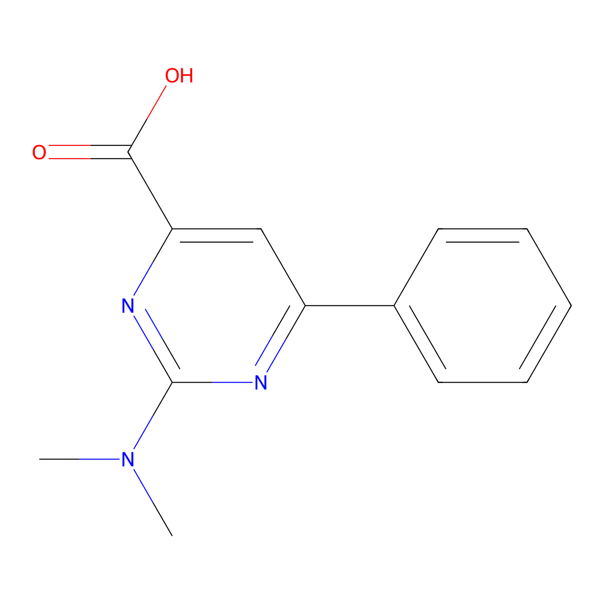 2-(Dimethylamino)-6-phenylpyrimidine-4-carboxylic acid molecular structure, CAS 1018647-75-0