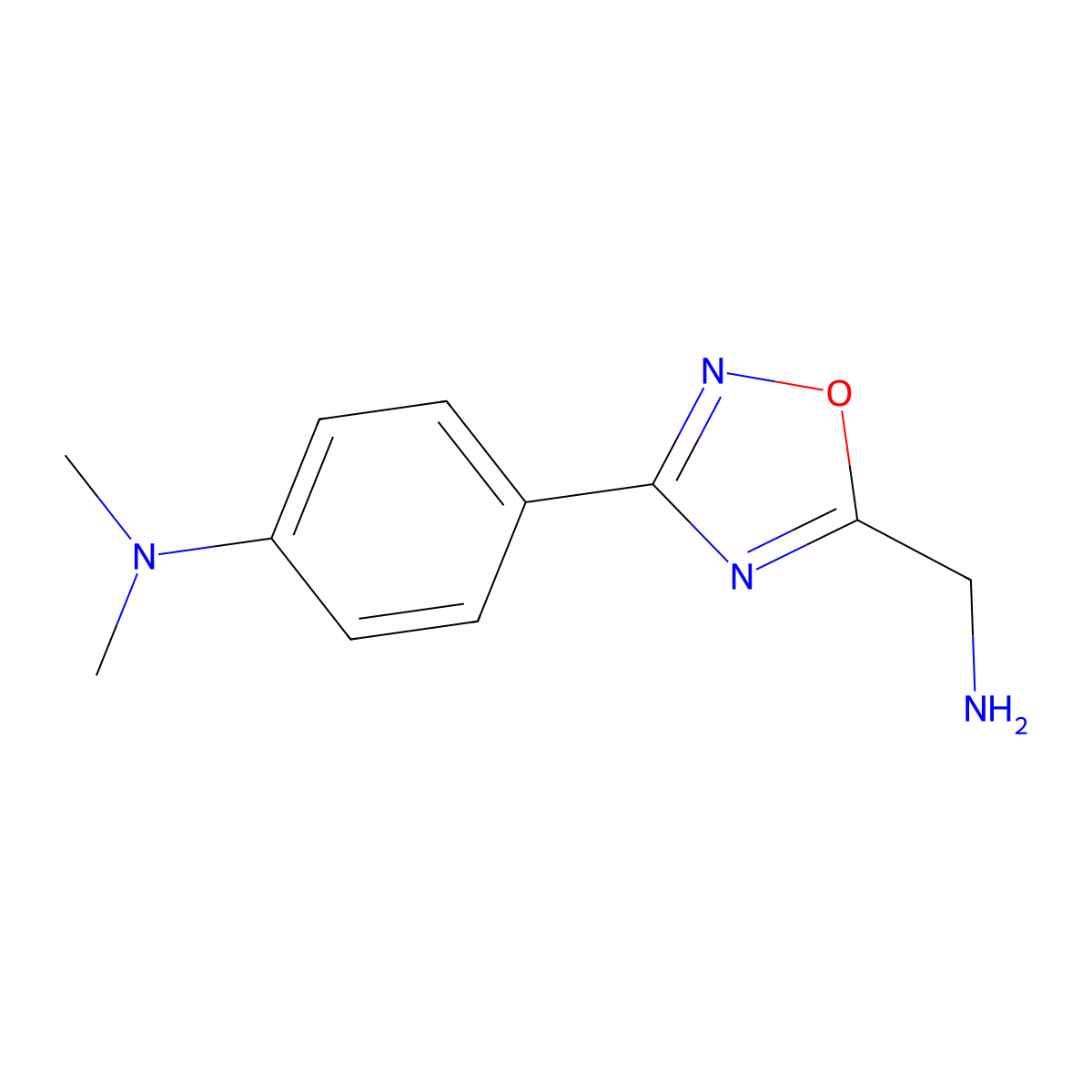 4-[5-(aminomethyl)-1,2,4-oxadiazol-3-yl]-N,N-dimethylaniline molecular structure, CAS 1018648-02-6
