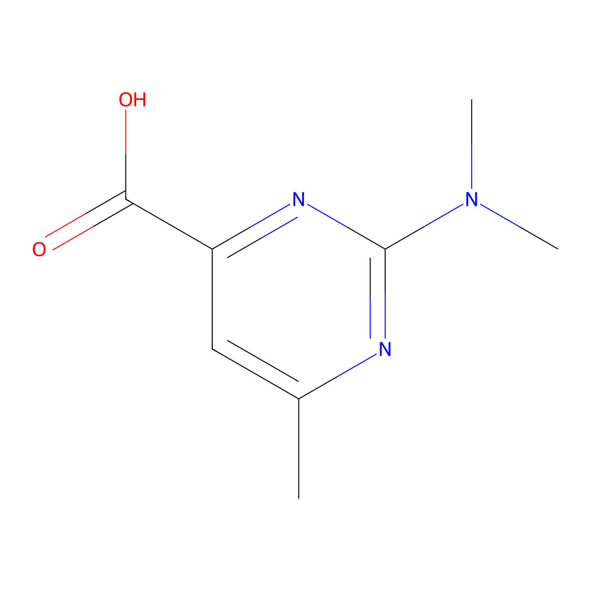 2-(Dimethylamino)-6-methylpyrimidine-4-carboxylic acid molecular structure, CAS 1018648-19-5
