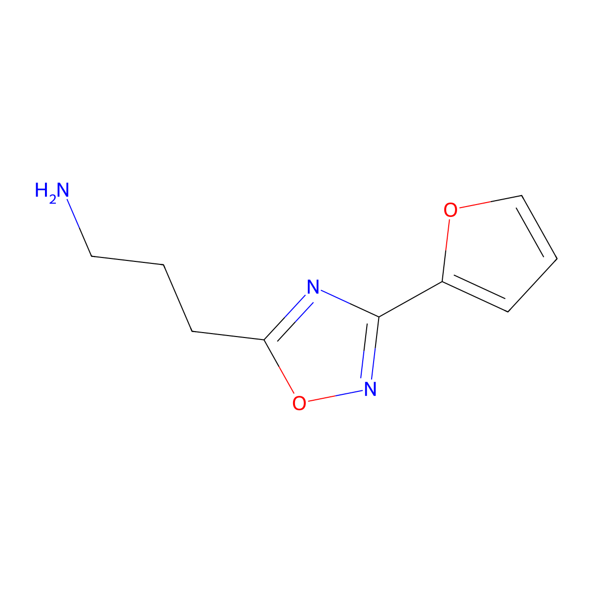 3-[3-(Furan-2-yl)-1,2,4-oxadiazol-5-yl]propan-1-amine molecular structure, CAS 1018648-42-4