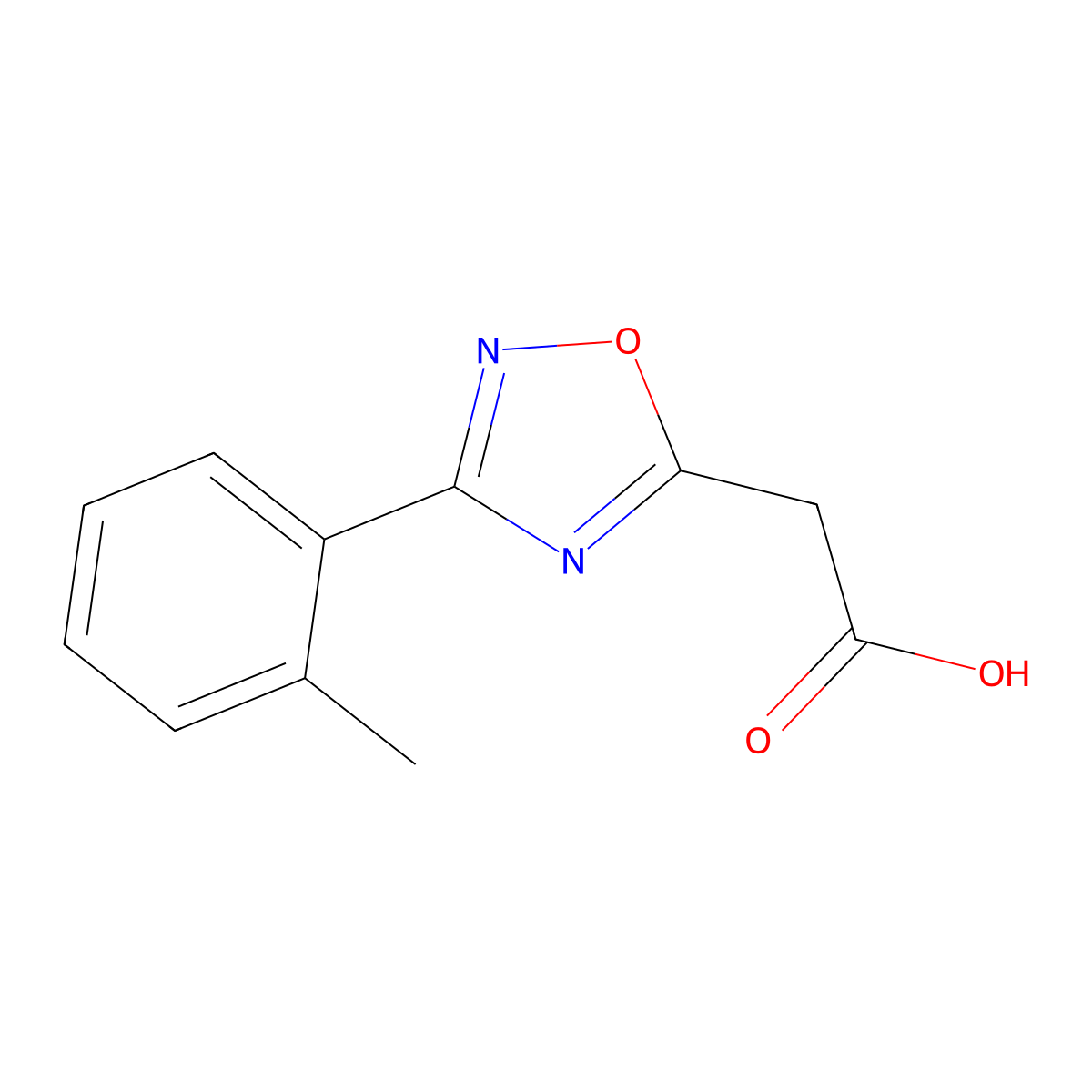 2-[3-(2-Methylphenyl)-1,2,4-oxadiazol-5-yl]acetic acid molecular structure, CAS 1018655-54-3