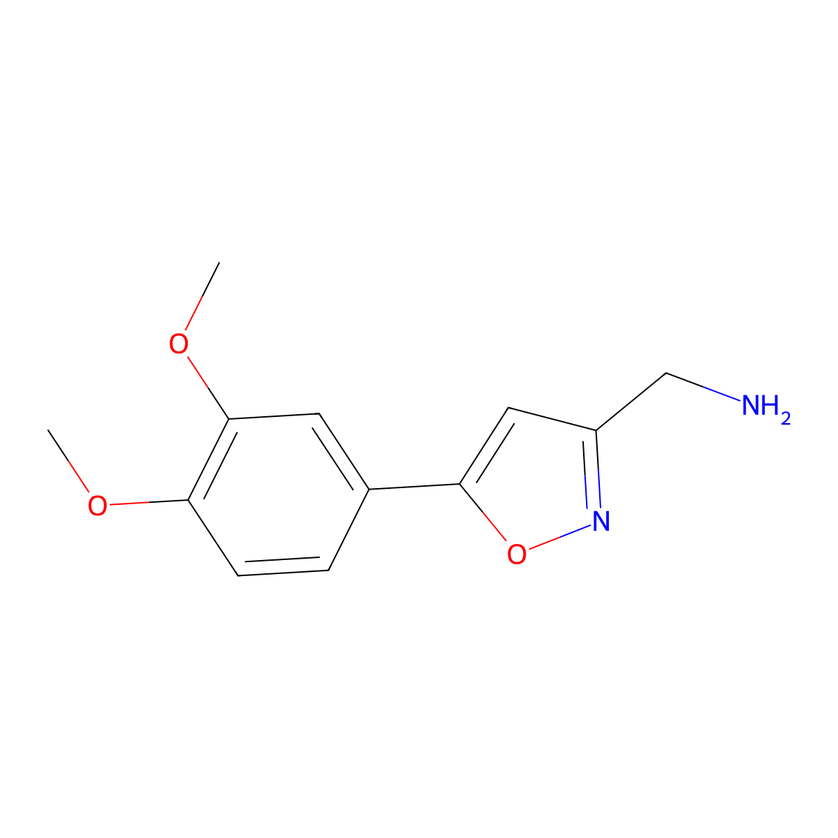 (5-(3,4-Dimethoxyphenyl)isoxazol-3-yl)methanamine molecular structure, CAS 1018662-28-6