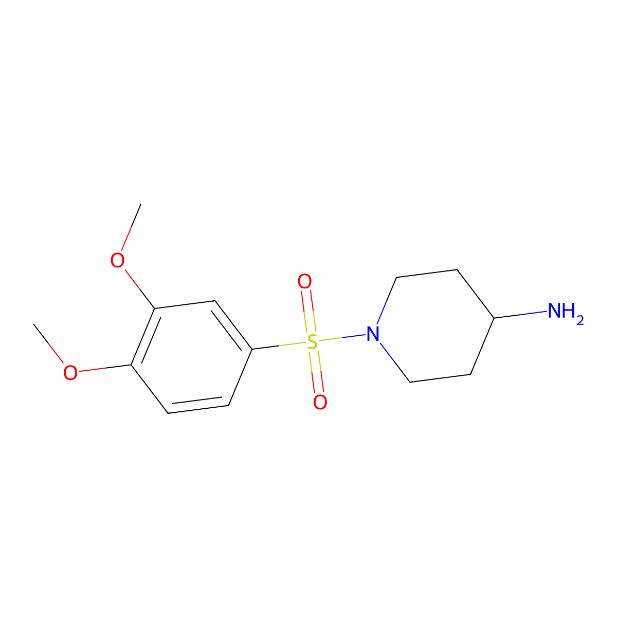 1-(3,4-Dimethoxybenzenesulfonyl)piperidin-4-amine molecular structure, CAS 1018662-32-2
