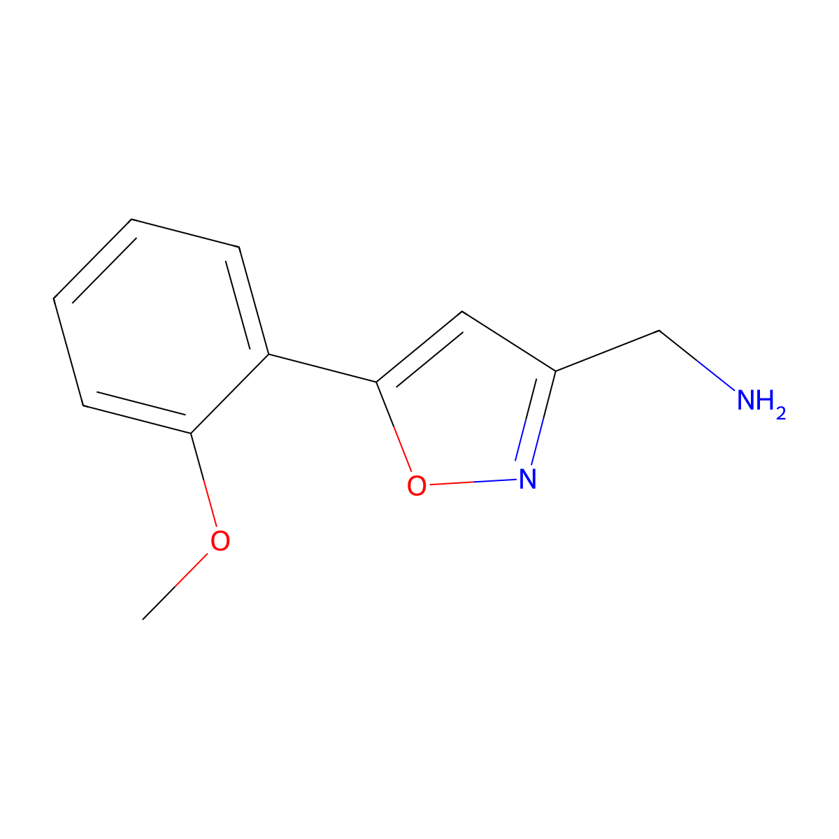 (5-(2-Methoxyphenyl)isoxazol-3-yl)methanamine molecular structure, CAS 1018662-34-4