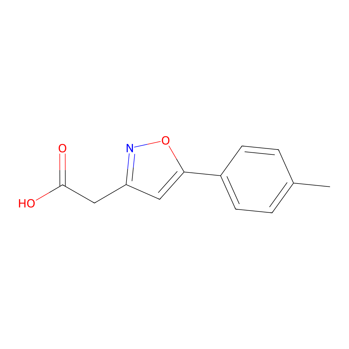 [5-(4-Methylphenyl)isoxazol-3-yl]acetic acid molecular structure, CAS 1018663-09-6