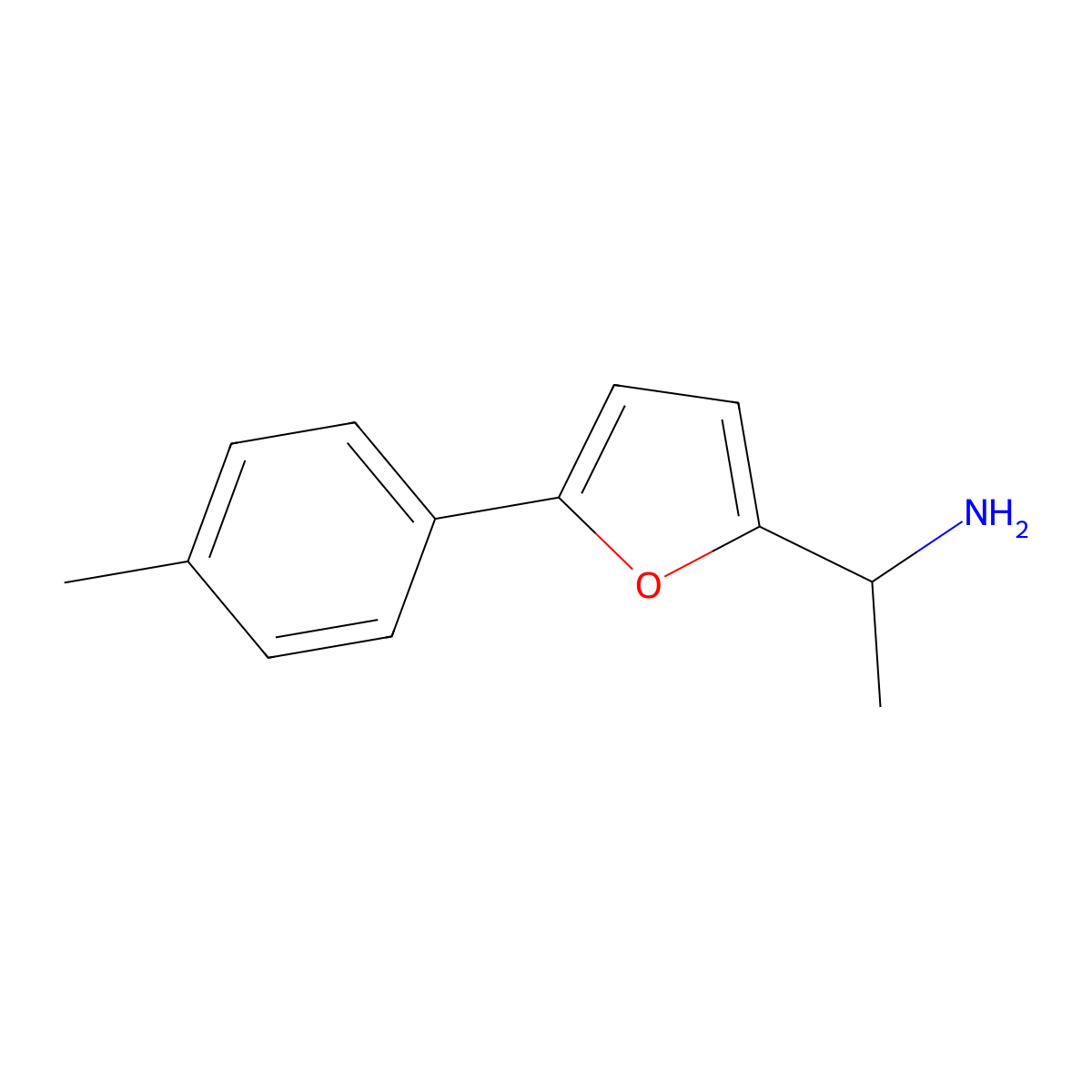 1-(5-(P-tolyl)furan-2-yl)ethan-1-amine molecular structure, CAS 1018663-47-2